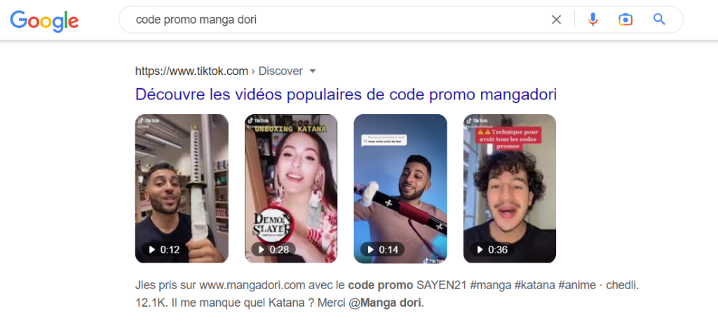 affichage tiktok serp